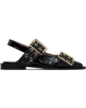 Ganni ブラック Feminine Buckle フラットシューズ