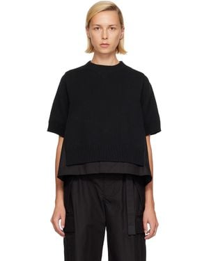 Sacai Cotton Weather & Cotton Cashmere Knit Jumper - Black