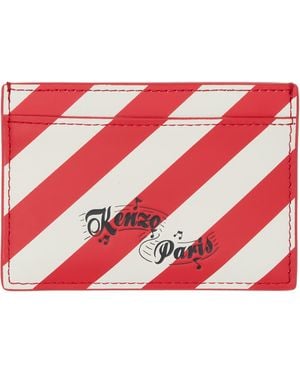 KENZO Off- Paris Striped Card Holder - Red