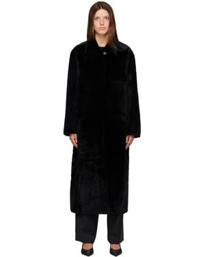 R2W Naca Relaxed Fit Shearling Coat - Black
