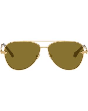 Versace Lunettes De Soleil Aviateur Avanti Dorées - Vert