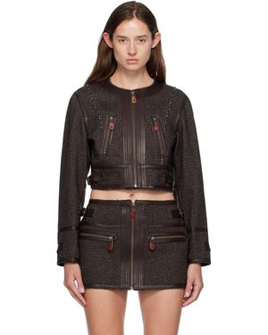 R13 Stitch Details Crewneck Jacket - Black