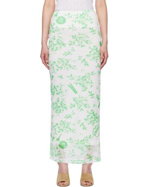 Moschino Floral Print Mesh Maxi Skirt - Green