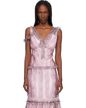 Anna Sui Crushed Satin Bow Tank Top - Multicolor