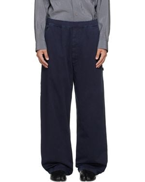 MM6 by Maison Margiela Cotton Twill Trousers - Blue