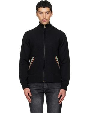 Paul Smith 'Signature Stripe' Merino Wool Knitted Jacket - Black