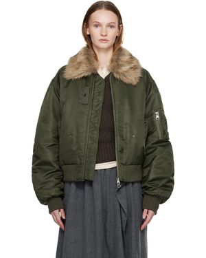 ANDERSSON BELL Faux-fur Collar Ma-1 Bomber Jacket - Green
