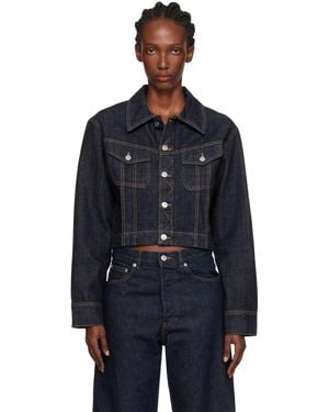 Victoria Beckham ネイビー クロップド デニムジャケット - ブルー