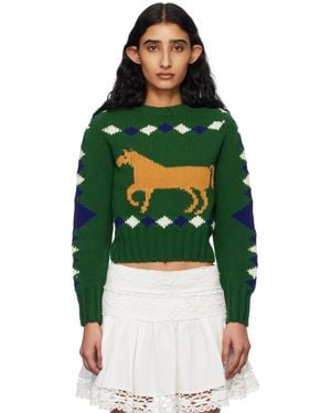 Bode Diamond Corral Sweater - Green