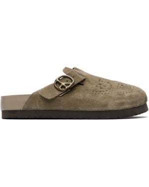 Needles Taupe Suede Clog Slip-On Loafers - Black