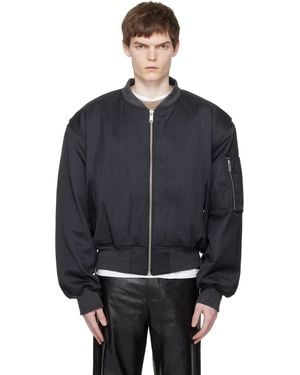 Entire studios Cropped Broad Suiting Bomber Jacket - Black