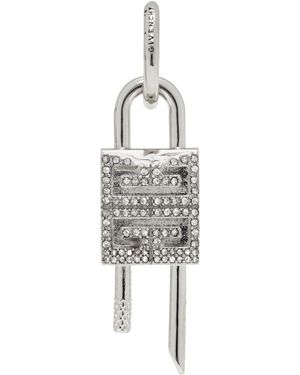Givenchy Petite boucle d'oreille à anneau unique sculpturale argentée à ornements en verre taillé - Noir