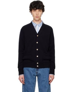 Drake's Lambswool 6 Button Cardigan - Black