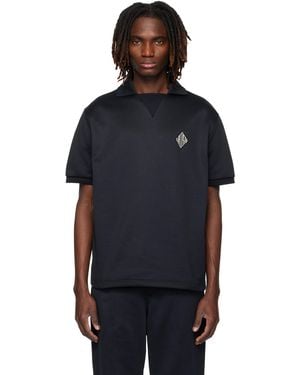 Lacoste ブラック Badge Accent ルーズフィット フリース ポロシャツ