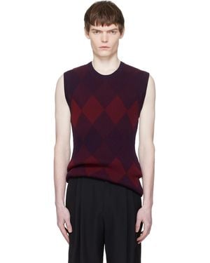 Dries Van Noten Argyle Jumper Vest - Purple
