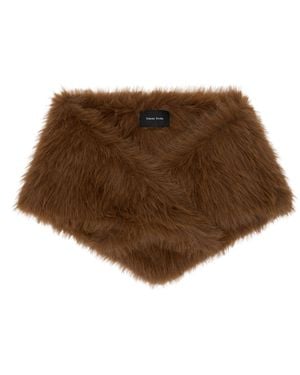Simone Rocha Embellished Faux Fur Neckerchief Scarf - Brown