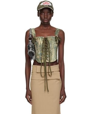 Raga Malak Printed Denim Corset - Black