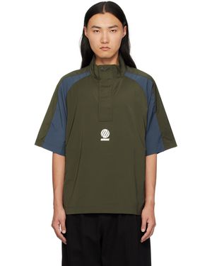 METALWOOD STUDIO グリーン＆ネイビー パネル ウィンドシャツ