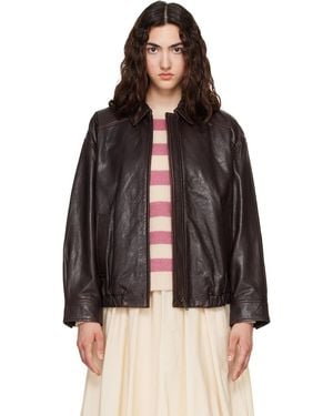 Weekend by Maxmara Cose Leather Bomber Jacket - Black