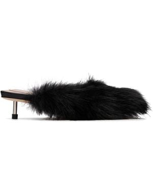 Simone Rocha Faux Fur Mule Heels - Black
