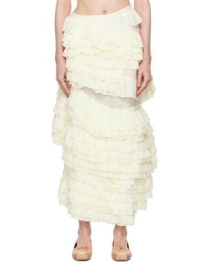 YUHAN WANG Off- Ruffled Skirt - Natural