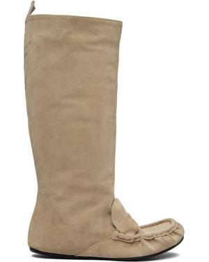 Acne Studios Bottes Hautes Décontractées Beiges À Bride - Marron