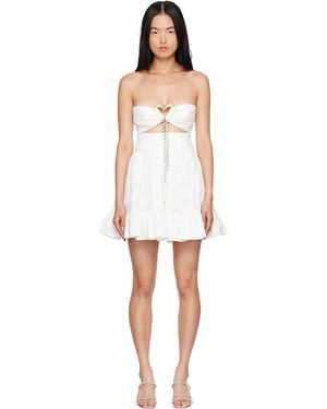 Area Broderie Anglaise Heart Draped Minidress - Black