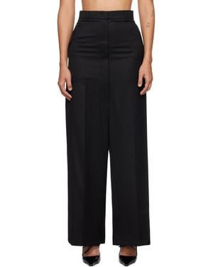 Pushbutton Pantalon Ample Noir À Coutures Extérieures Repliées