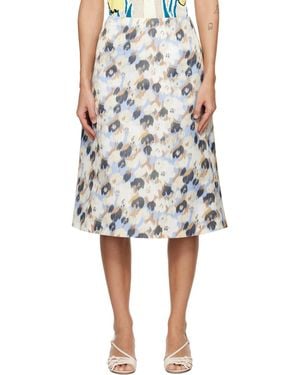 Marni Off- Duchesse 'Secret Bouquet' Print Midi Skirt - Black