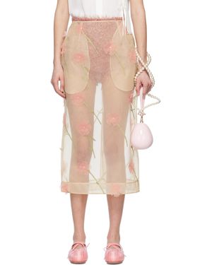 Simone Rocha Carnation Organza Pencil Midi Skirt - Multicolour