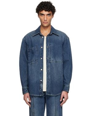 WOOYOUNGMI Chemise Bleue En Velours Côtelé Et En Denim À Logo À L'Arrière