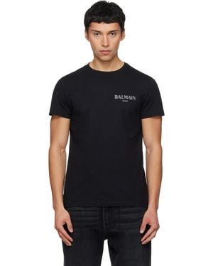 Balmain ブラック Vintage Gel Logo Tシャツ