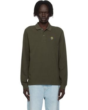 Bally Khaki Long Sleeve Crest Logo Polo - Black