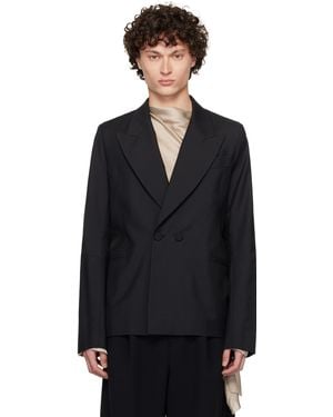 AARON ESH D Breasted Wool Blazer - Black