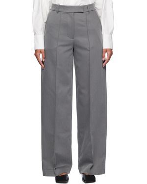 REMAIN Birger Christensen グレー ストライプ ツイル トラウザーズ