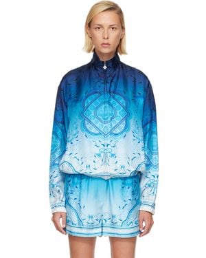CASABLANCA Gradient Egyptian Rug Silk Track Jacket - Blue