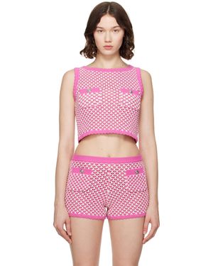 Versace Crochet Boxy Knit Top - Pink