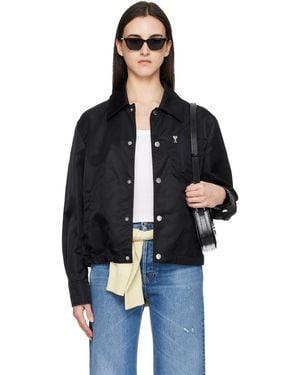 Ami Paris Nylon 'Ami De Coeur' Stud Buttoned Jacket - Black