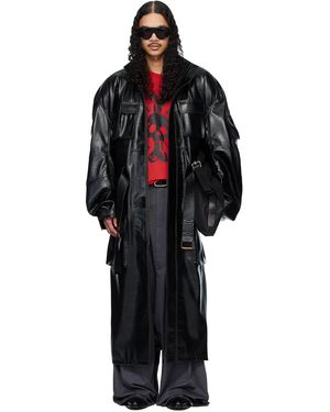 Lu'u Dan Ram Cargo Faux-Leather Trench Coat - Black