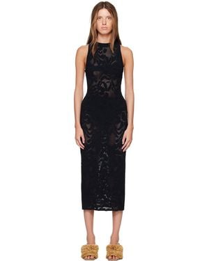 Givenchy Knitted Floral Lace Midi Dress - Black