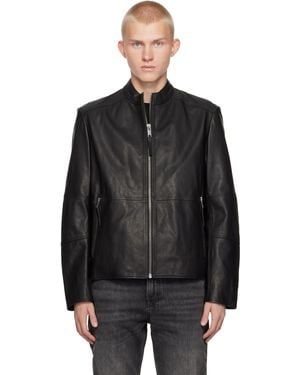 HUGO Slim-fit Leather Jacket - Black