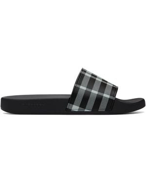 Burberry Check Slides - Black