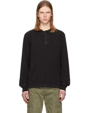 RRL Jersey Henley Shirt - Black