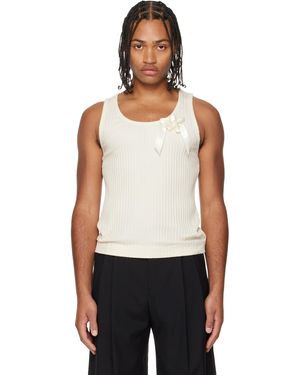 Simone Rocha Débardeur Blanc Cassé À Appliqué Floral En Ruban - Noir