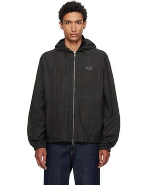 Burberry Check Cotton Newport Hooded Jacket - Black