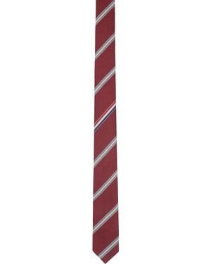Thom Browne Burgundy Jacquard Classic Tie - Black