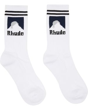 Rhude Chaussettes Blanches À Rayures Et À Logo Moonlight