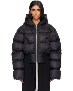 Rick Owens Tower Cinched Hooded Down Jacket - Black