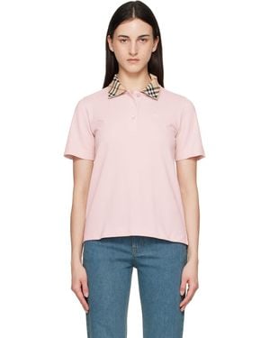 Burberry Check Collar Polo - Red