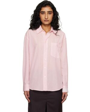 DUNST Oversized Striped Shirt - Pink